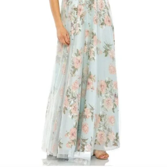 Mac Duggal Chiffon Beaded Robin's Egg Blue Gown - Picture 4 of 16